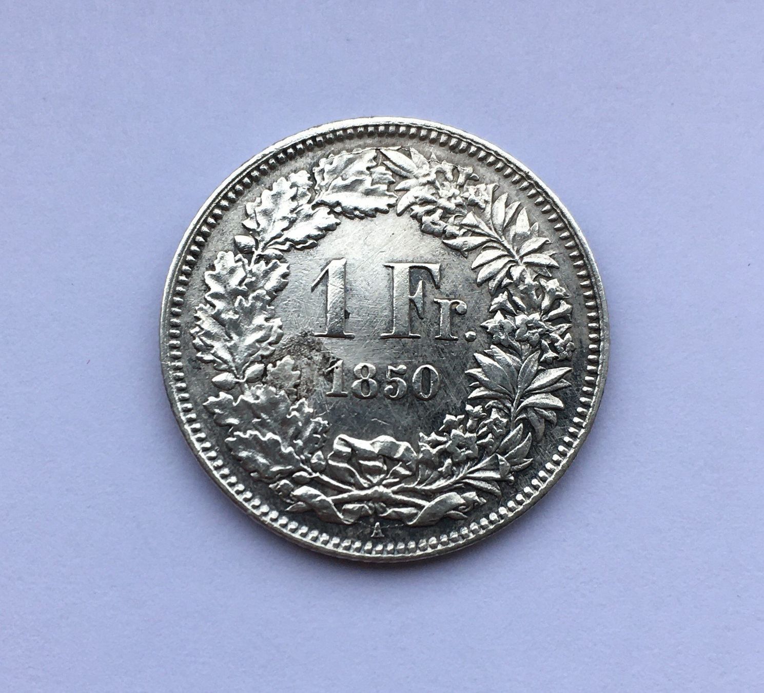 Tutti le monete: 1850 1 Franken -unz – Usato da Kirchberg SG venduto da Zenhad69