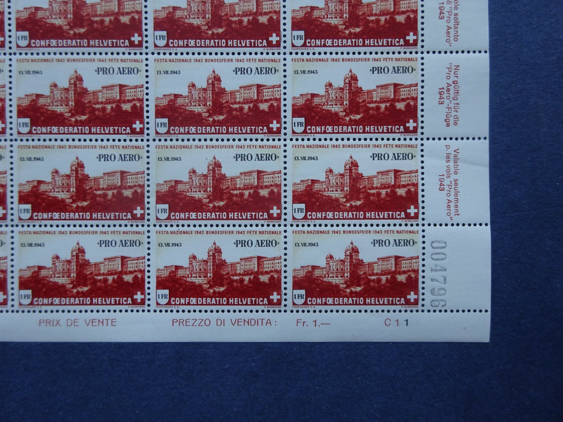 Tutti i francobolli: 1943 FO36 Bogen postfrisch** – Usato da Appenzell-Steinegg venduto da adi1975 2