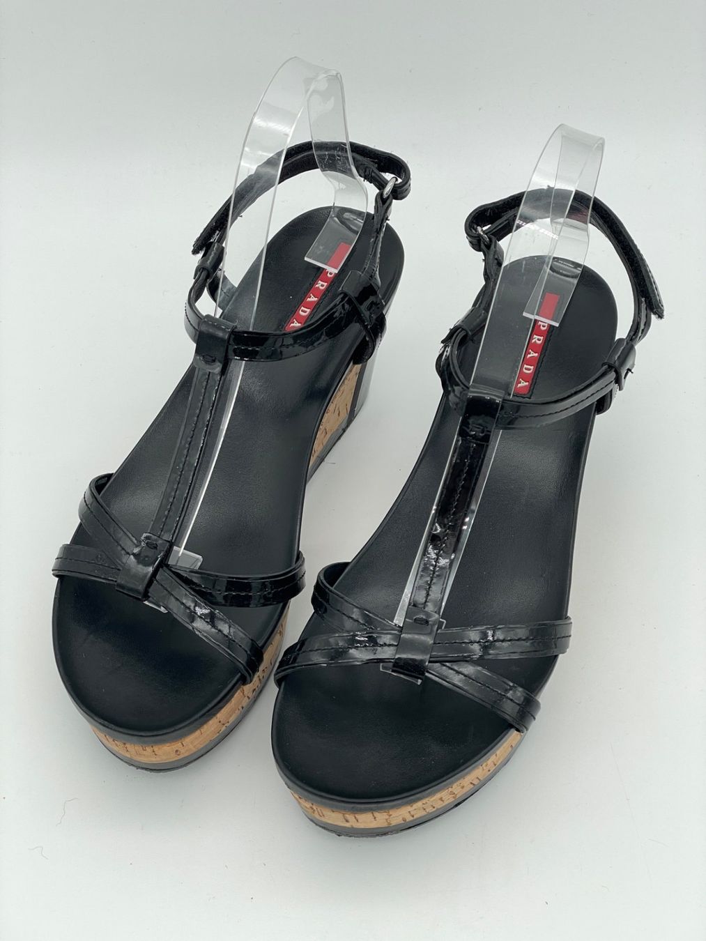 Prada Scarpe da donna: Prada Cork Wedge Sandale mit Absatz EU 38.5 Schwarz – Usato da Zürich venduto da shoe_shop 2