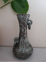 Vase braun mit Applikation und Henkeln neuwertigerZustand