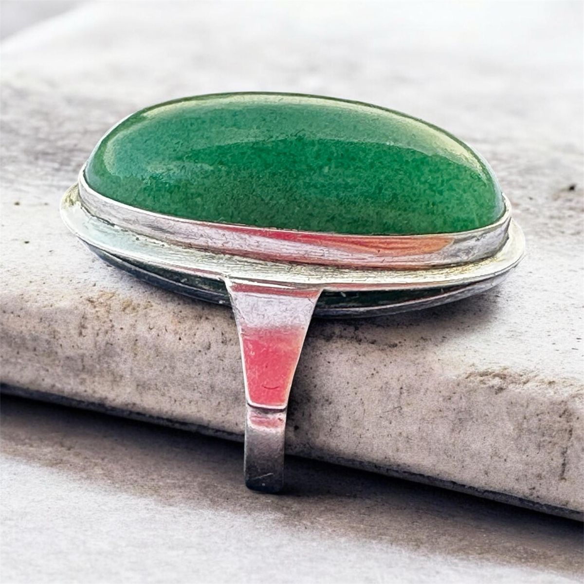Anelli: 800 Silber Vintage-Ring mit grünem Cabochon – Usato da Nebikon venduto da Vanessa2003 4