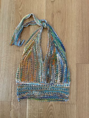 Häkeltop mit Neckholder, bunter Musterung, neu
