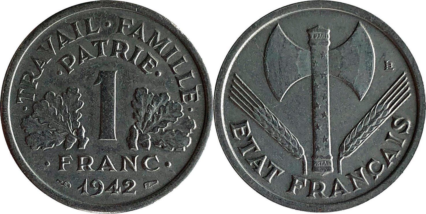 Tutti le monete: 1 Franc Frankreich 1942 – Usato da Kriens venduto da TSCH1