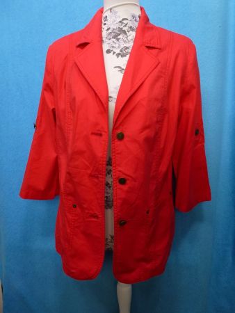 MONA DÜNNE SOMMER JACKE IN ROT HALBARM BAUMWOLLE NEU GR 38