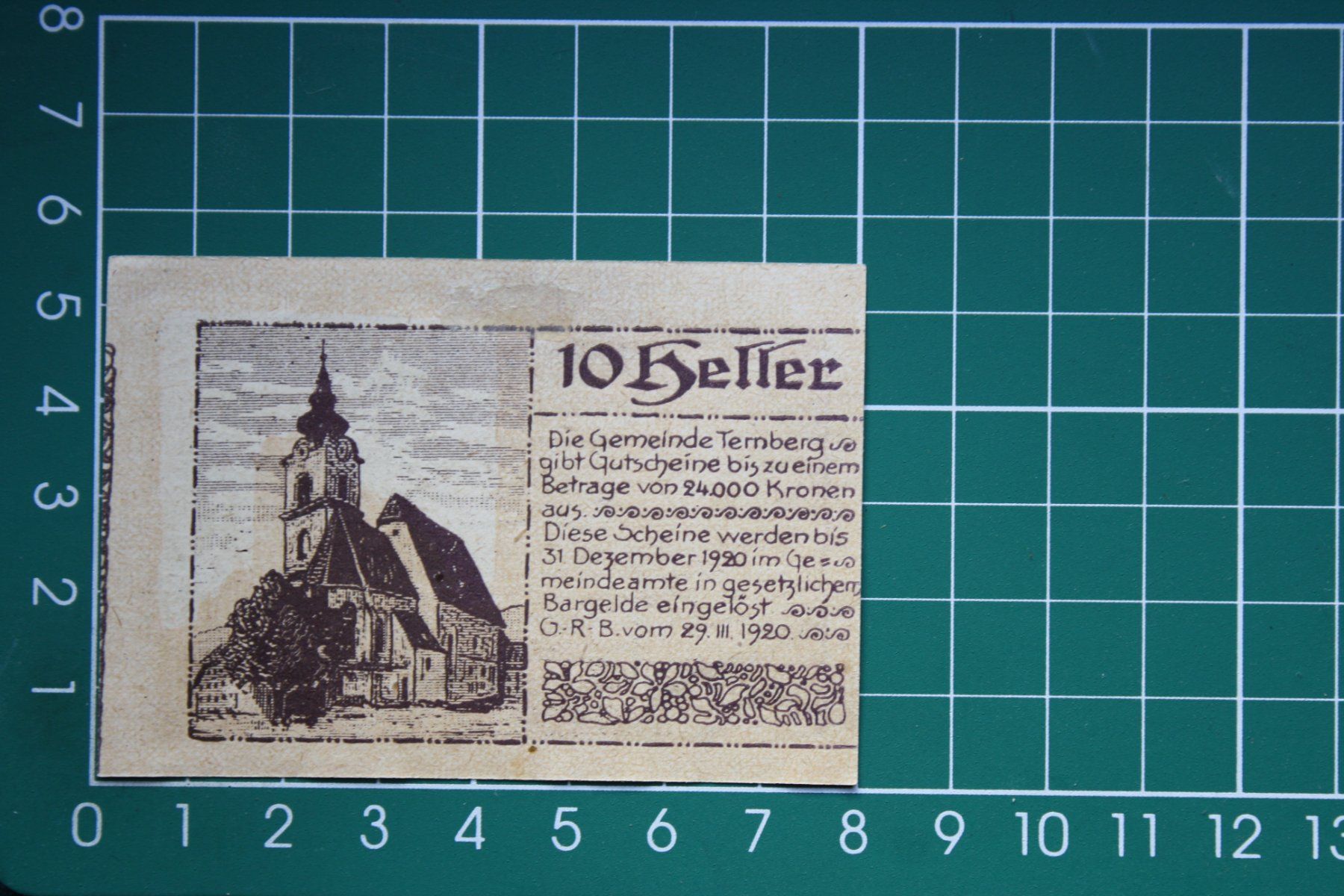 Banknoten: currency voucher austria ternberg 10 heller 1920 – Gebraucht aus Laupen BE von Gufi57 1