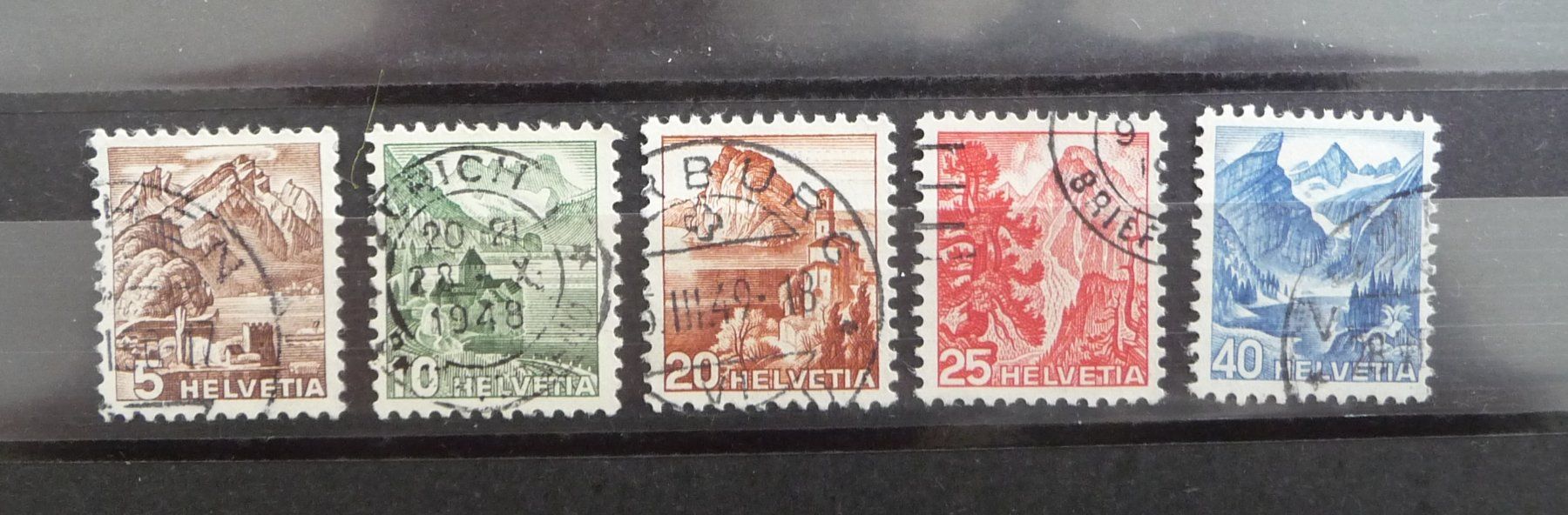 Tutti i francobolli: 1948 Schweiz 5 - 40 gestempelt – Usato da Horgen venduto da FIR-2008