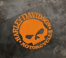 Autocollant Harley-Davidson crâne orange J144