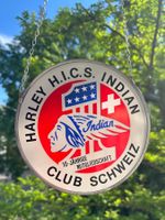 Glasschild vintage Harley Indian Club Schweiz