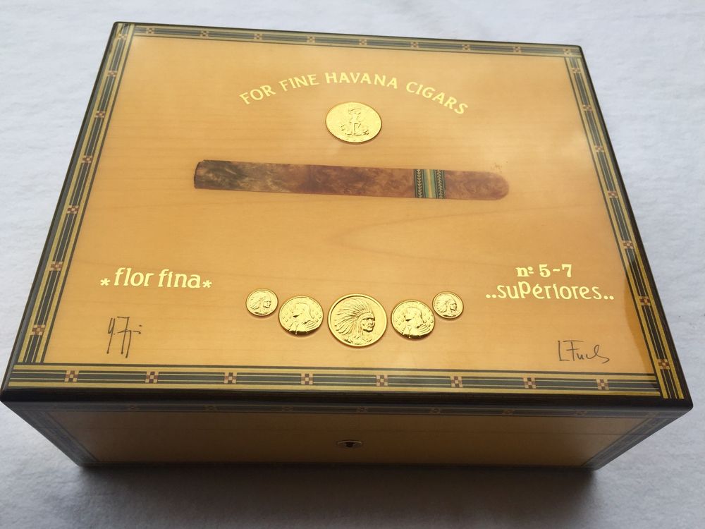Humidor Elie Bleu Paris,Flor Fina gelb, 75 Zigarren Kaufen auf Ricardo