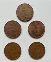 5x alte englische Penny Münzen aus dem Jahr 1967 , Top!
