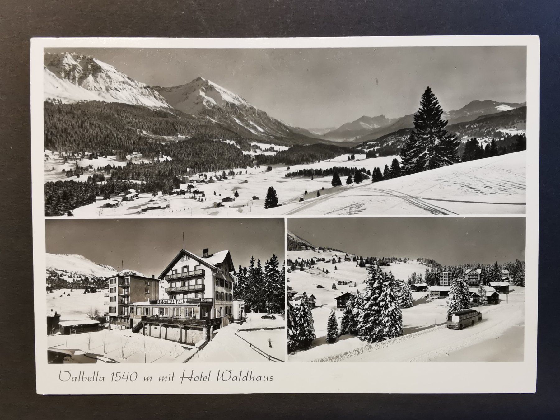 Cartoline postali: Ansichtskarte Valbella, Hotel Waldhaus, Winter  Feldpost – Usato da Rheineck venduto da kat_7gld