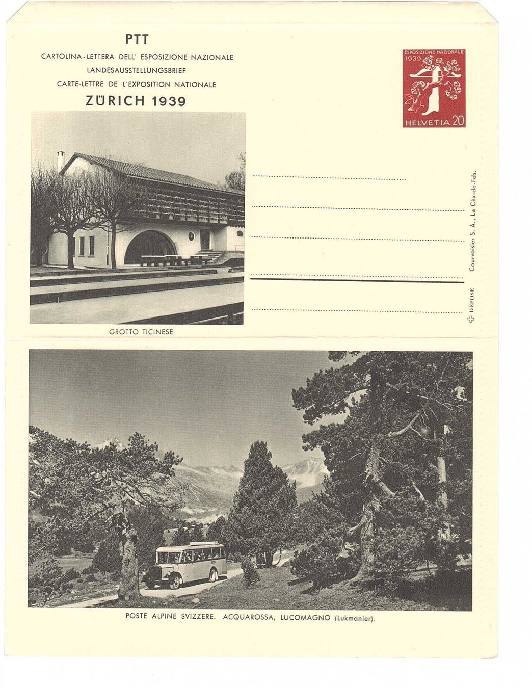 Cartoline postali: Landi Brief 39 Grotto Ticinese – Usato da Steffisburg venduto da malurada
