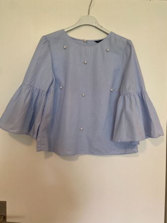 Zara Bluse mit Perlen / gr s-m