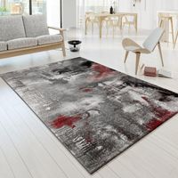 200x290 cm! Teppich modern grau-rot  Wohnzimmer neu