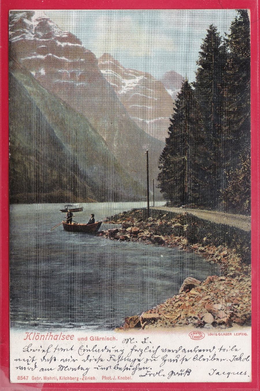 Cartoline postali: KLÖNTHALSEE UND GLÄRNISCH, 24.12.1904 – Usato da Oberrieden venduto da Gebirgsstelze
