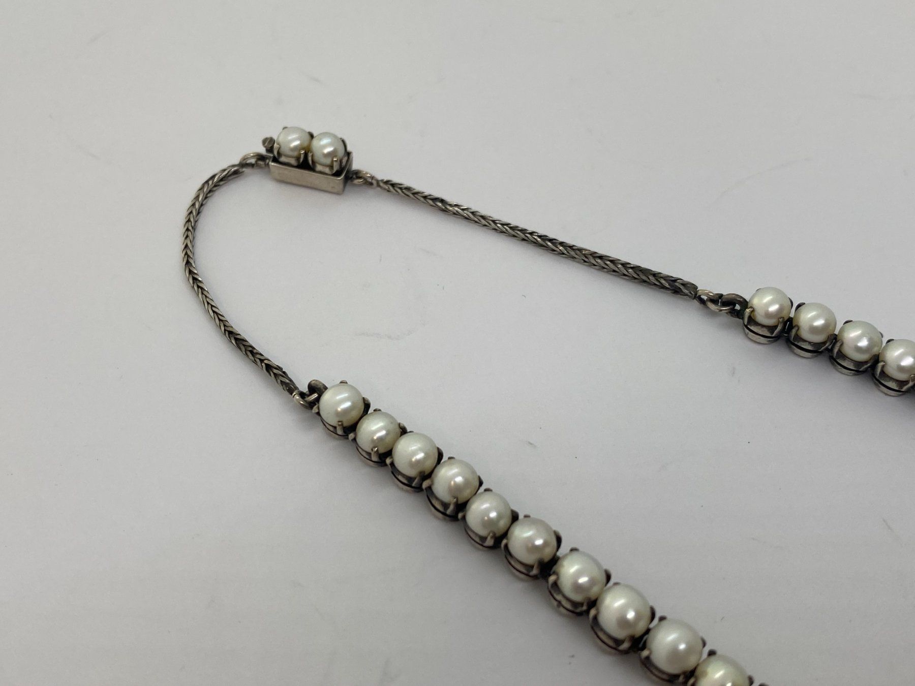 Catenine: PERLEN-Kette mit Diamanten, 40cm Silber /i422 – Usato da Bern venduto da JMsoehne1987 4