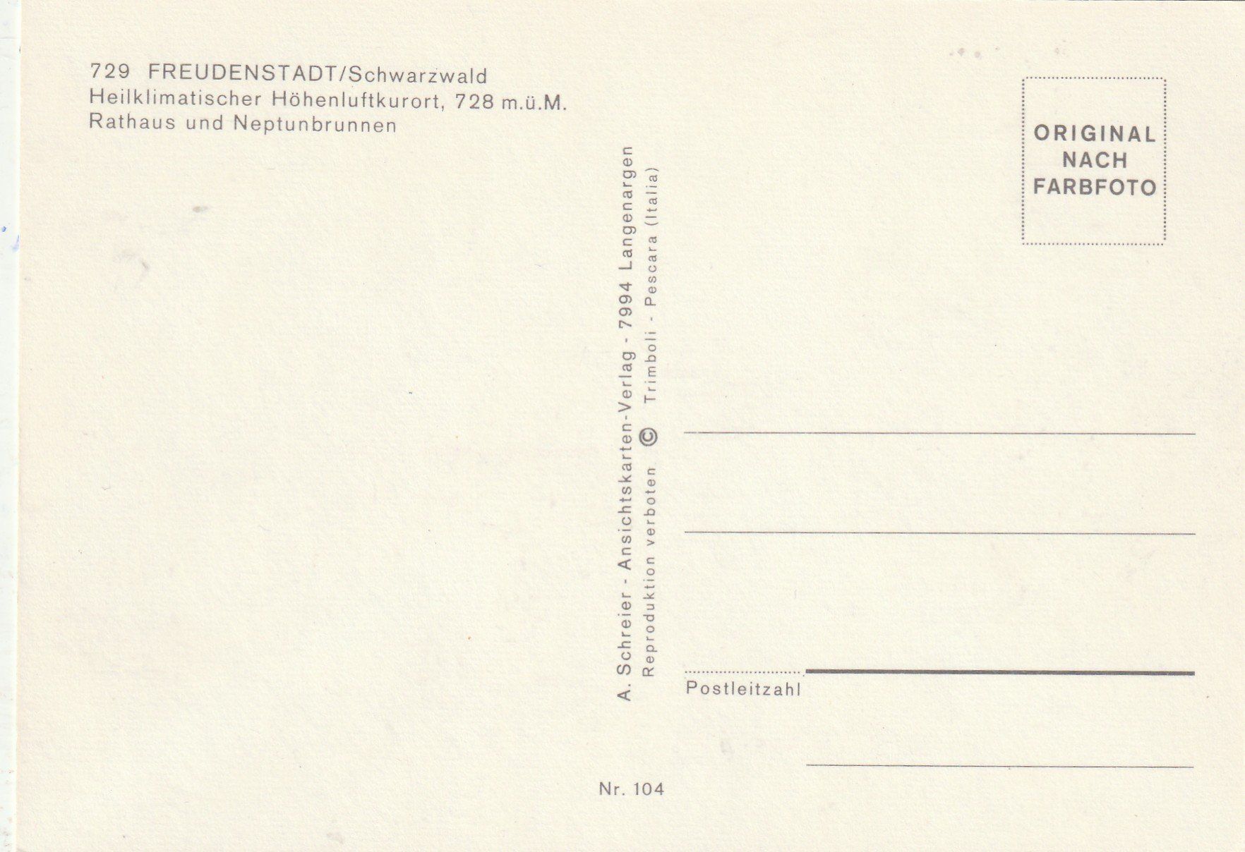 Cartoline postali: Freudenstadt  SWchwarzwald – Usato da Lumbrein venduto da made02 1