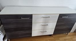 Sideboard weiss dunkelgrau drei Schubladen - gebraucht