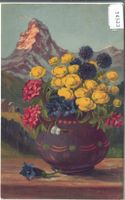 Zermatt - Matterhorn - Blumenstrauss - Künstlerkarte