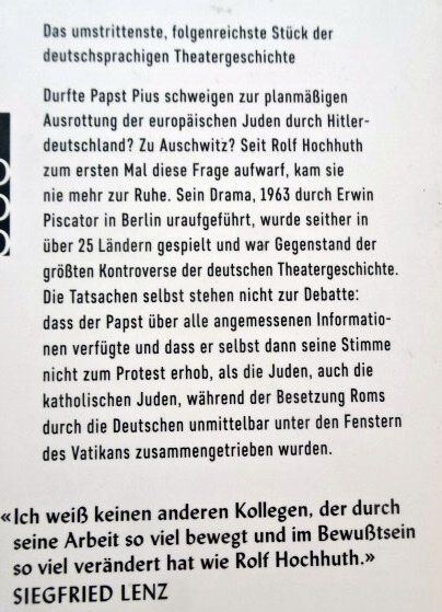 Bücher: Rolf Hochhuth Der Stellvertreter Ein christliches Trauers... – Gebraucht aus Wetzikon ZH von strubeli024 1