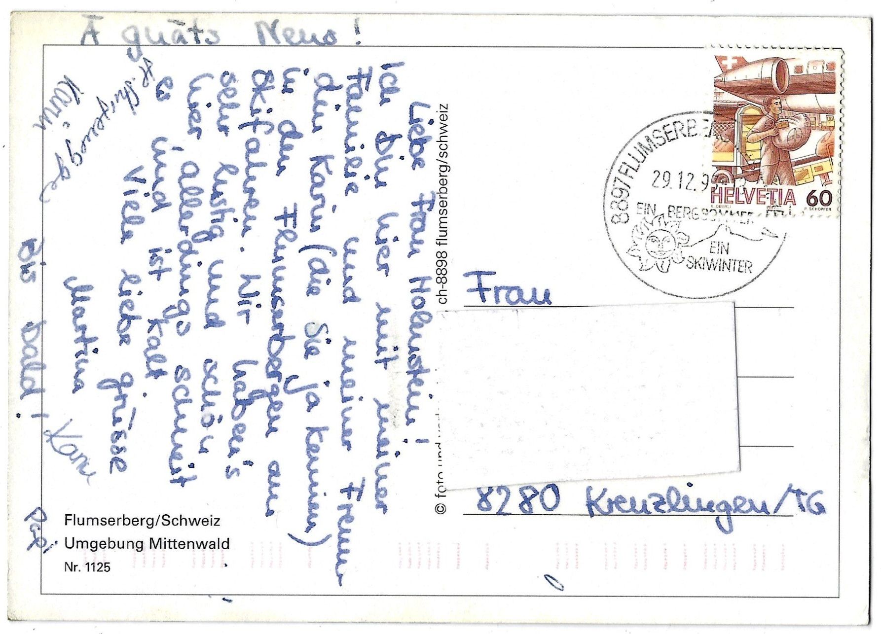 Cartoline postali: Flumserberg/Schweiz,  Umgebung Mittenwald – Usato da Bütschwil venduto da Jackson1A 1