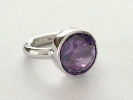 Silberring 925 mit Amethyst Zirkon, prachtvoll & dezent- Neu
