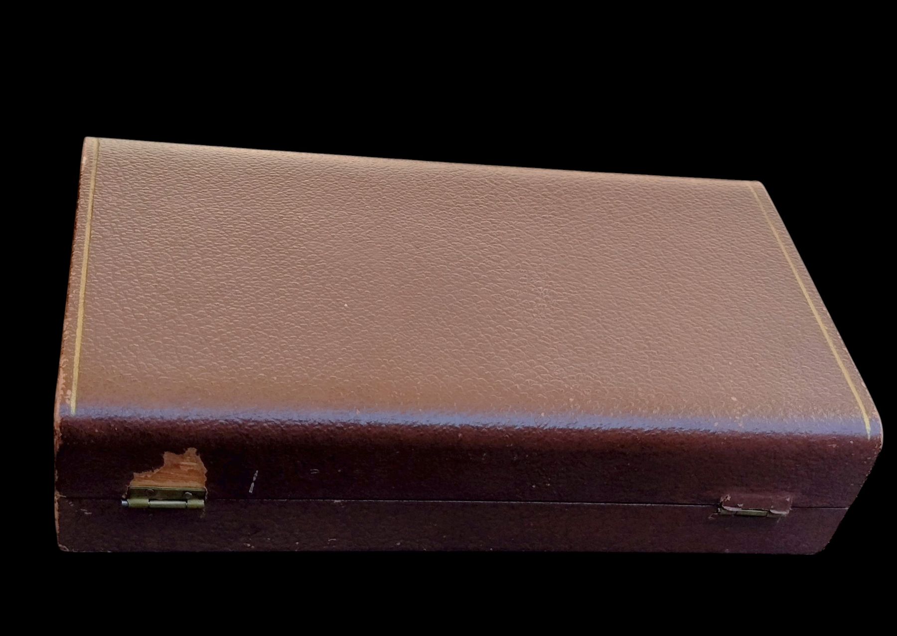 Portagioie: Antike Ringbox Schmuckbox Koffer Braun mit Seide Orange – Usato da schwyz venduto da larry91sz 8