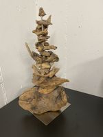 Skulptur Treibholz auf Metallfuss 54 cm hoch