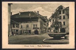 AK Thun, Rathausplatz mit Brunnen, 1922