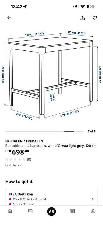 Set di tavolo e panche: IKEA EKEDALEN Bartisch mit 4 Barhockern  weiss/hellgrau – Usato da Zürich venduto da den_7ybn 4