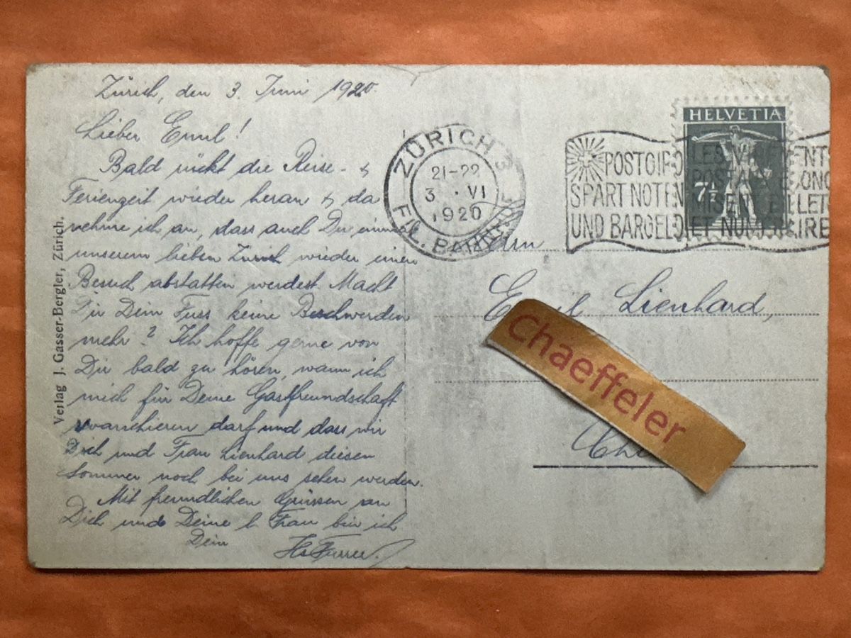 Ansichtskarten: antike Ansichtskarte Zürich, Neue Toechterschule 1925. – Gebraucht aus Zürich von Chaeffeler 1