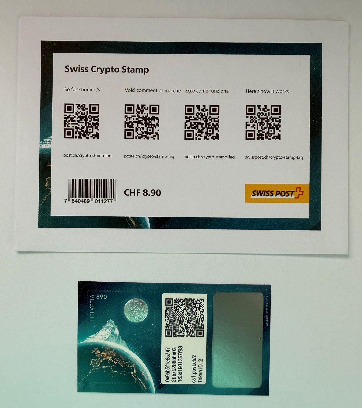 Tutti i francobolli: Swiss Crypto Stamp 1.0 ID: 2 / ID: 4 – Nuovo (secondo la descrizione) da Dietikon venduto da aus-2-hand