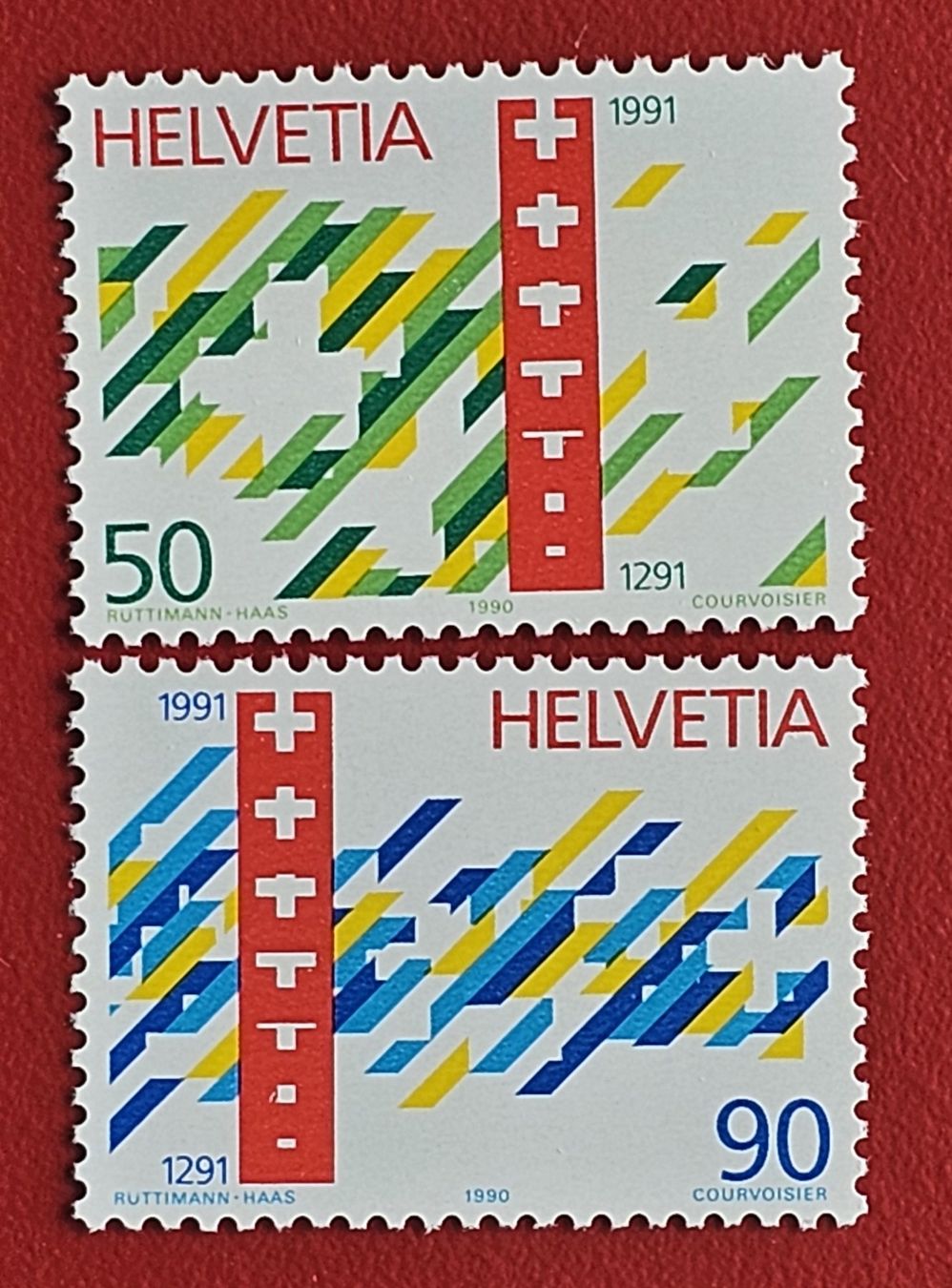 Tutti i francobolli: SCHWEIZ 799 800 700 JAH. EIDGENOSSENSCHAFT 1990** POSTFRISCH – Nuovo (secondo la descrizione) da Düdingen venduto da Quartierstrasse