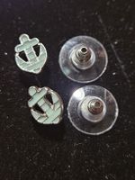 Ohrstecker Anker hellgrün silberfarben guter Zustand