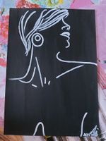 Dipinto arte moderna nudo busto donna bianco nero‪‪‪