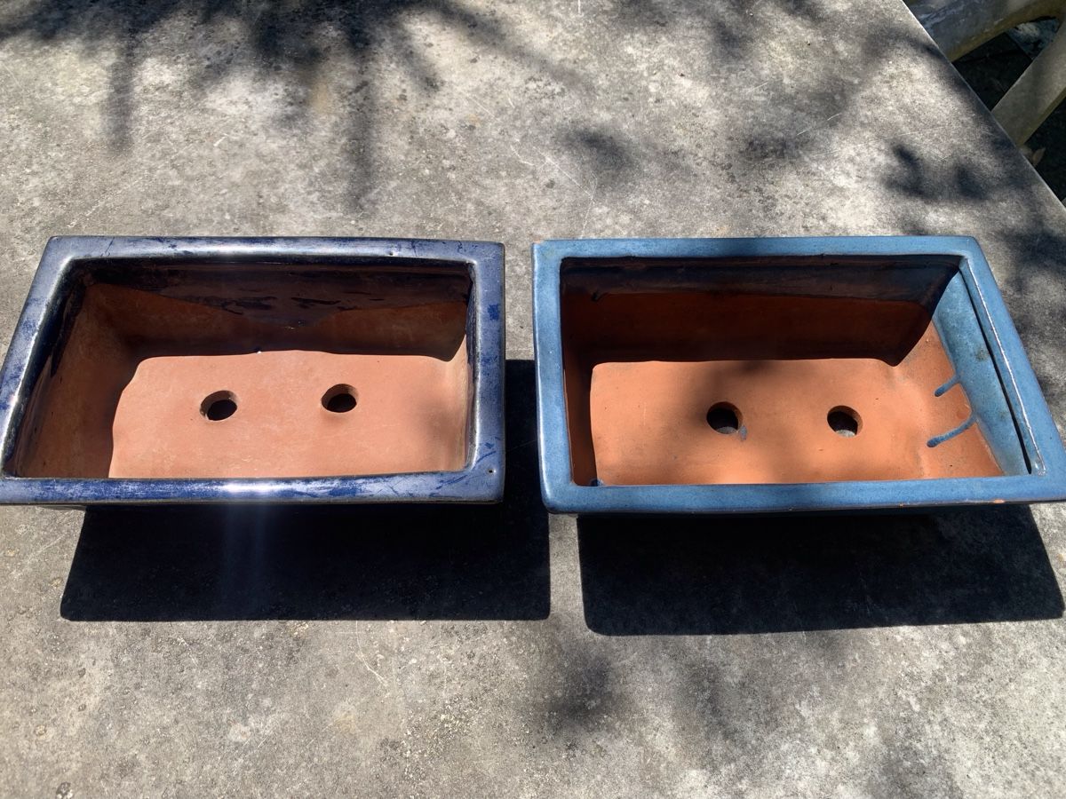 Vasi per fiori: 2 Bonsaischalen in blau,  – Usato da Dussnang venduto da pml253 1