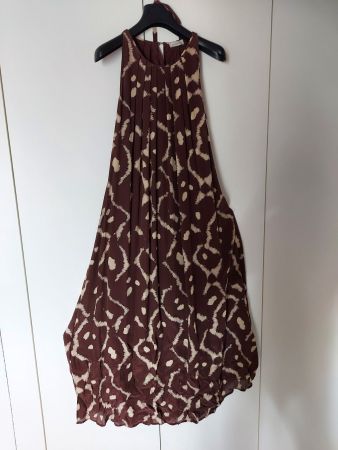 Luftiges Maxi- Sommerkleid, Viscose, schokobraun/écru