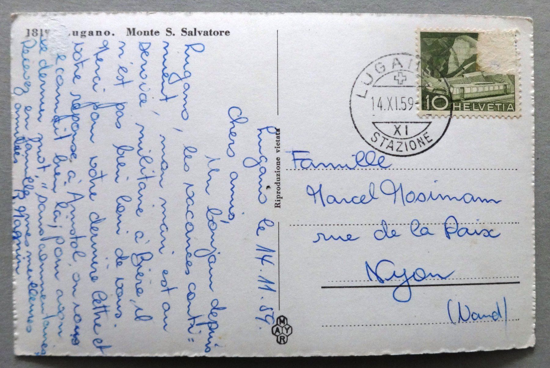 Cartes postales: Lugano, Monte S. Salvatore – Défectueux à Fétigny par Billy2miny 1