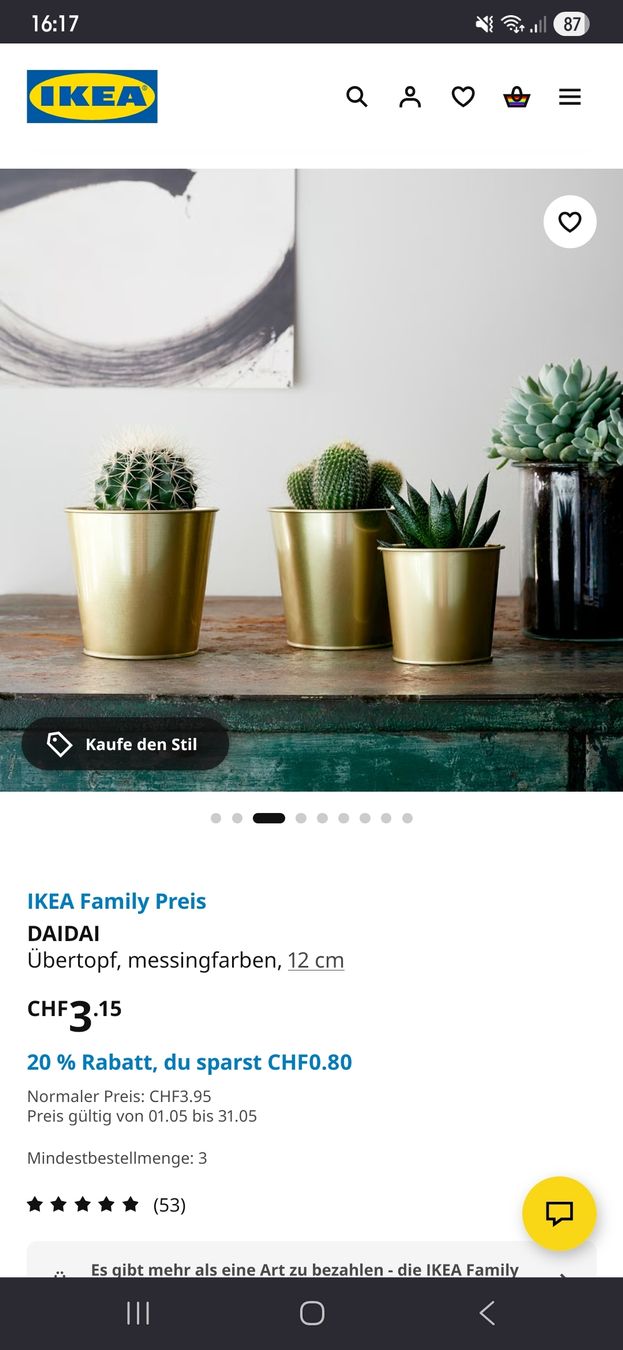 Ikea Vasi per fiori: Blumenuntertopf messingfarben 12cm – Nuovo (secondo la descrizione) da Schwerzenbach venduto da mss_66gb 4