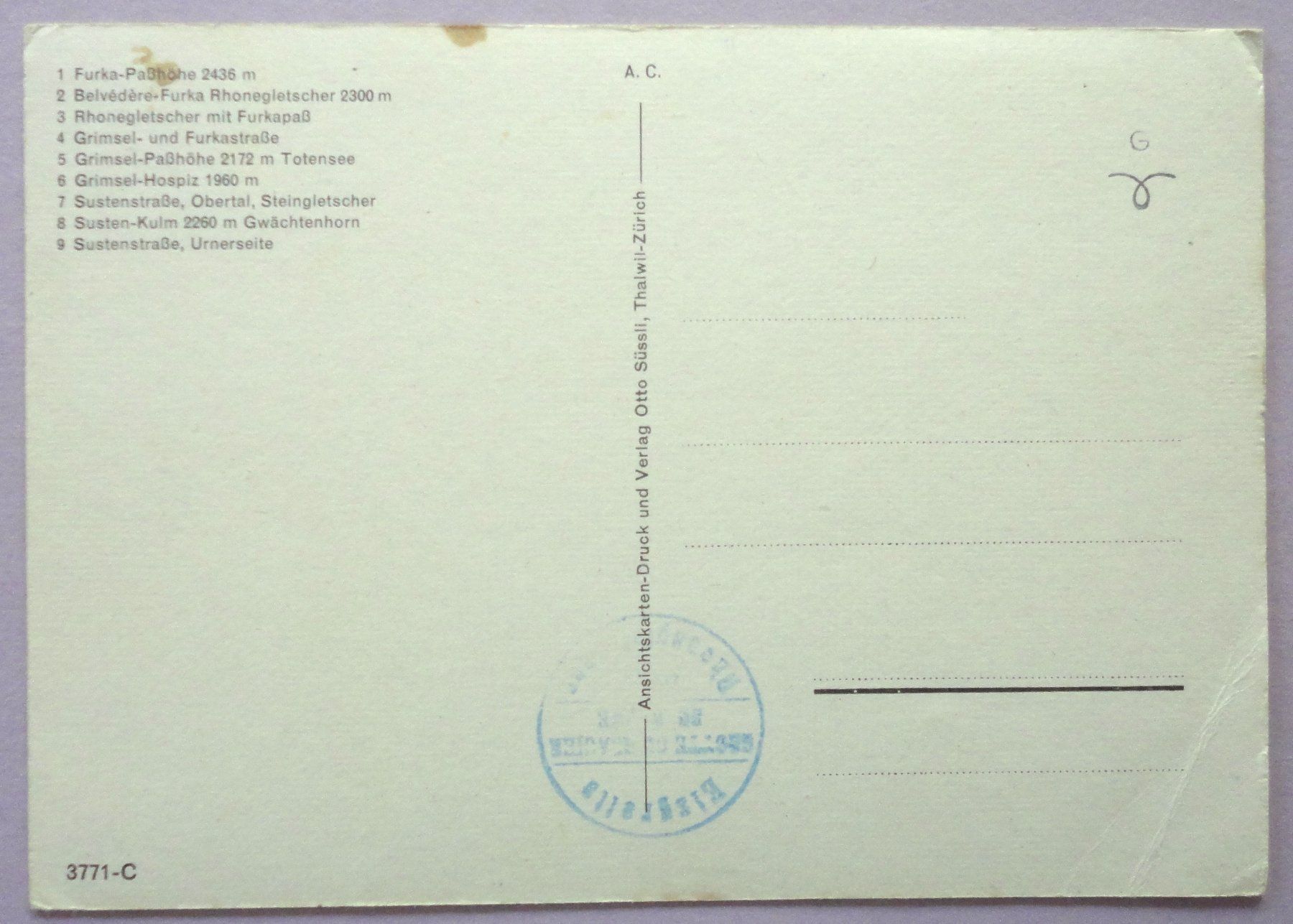 Cartoline postali: Furka - Grimsel - Susten – Difettoso da Fétigny venduto da Billy2miny 1
