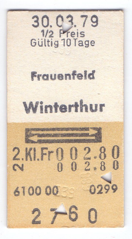 Biglietti: Billette Frauenfeld - Winterthur – Usato da Langenthal venduto da Sammlungs_aus