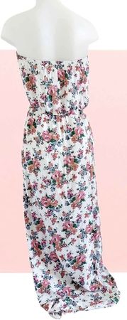 Sommerkleid Blumenmuster, weiss, Gr. M