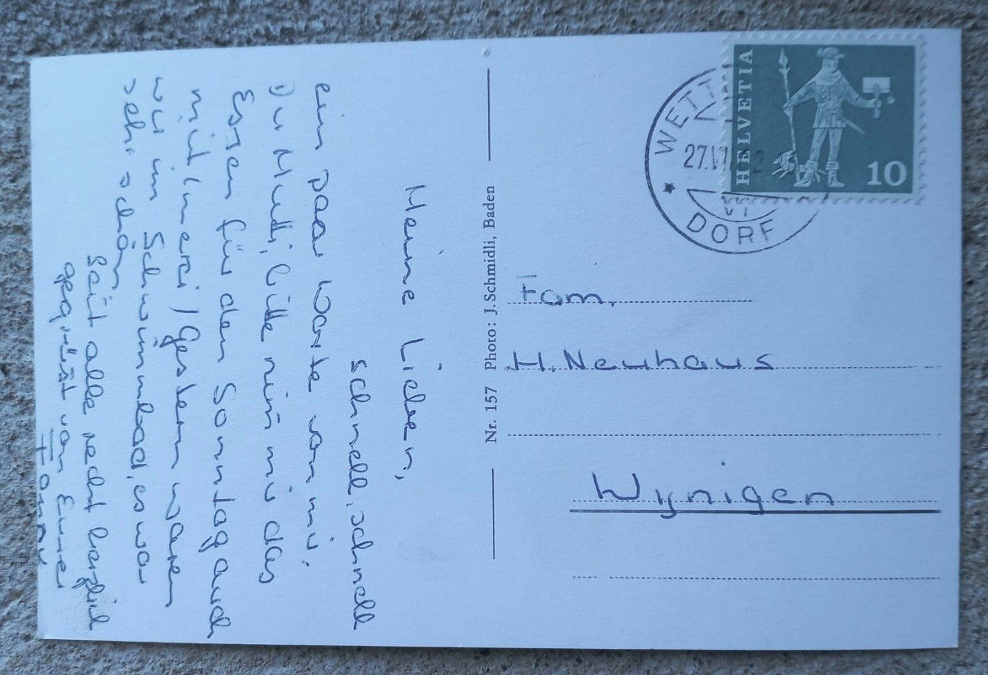 Ansichtskarten: AK Wettingen 1963 – Gebraucht aus Burgdorf von glasrabe01 1