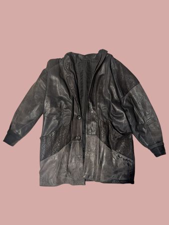 Lederjacke schwarz-grau