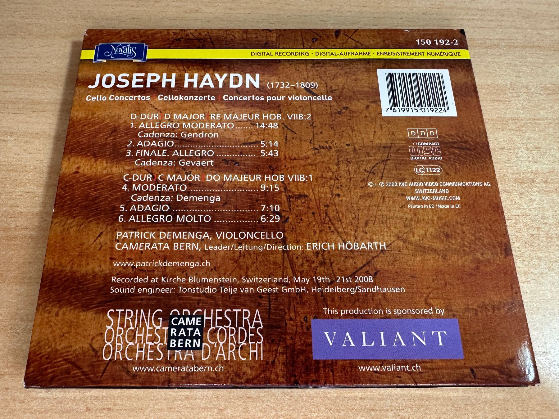 CD: K9 Patrick Demenga Erich Höbarth Camerata Bern Cellokonzerte – Usato da Rikon im Tösstal venduto da Alpenmutz 1