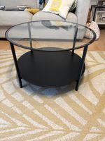 Couchtisch rund schwarz mit Glasplatte neuwertig