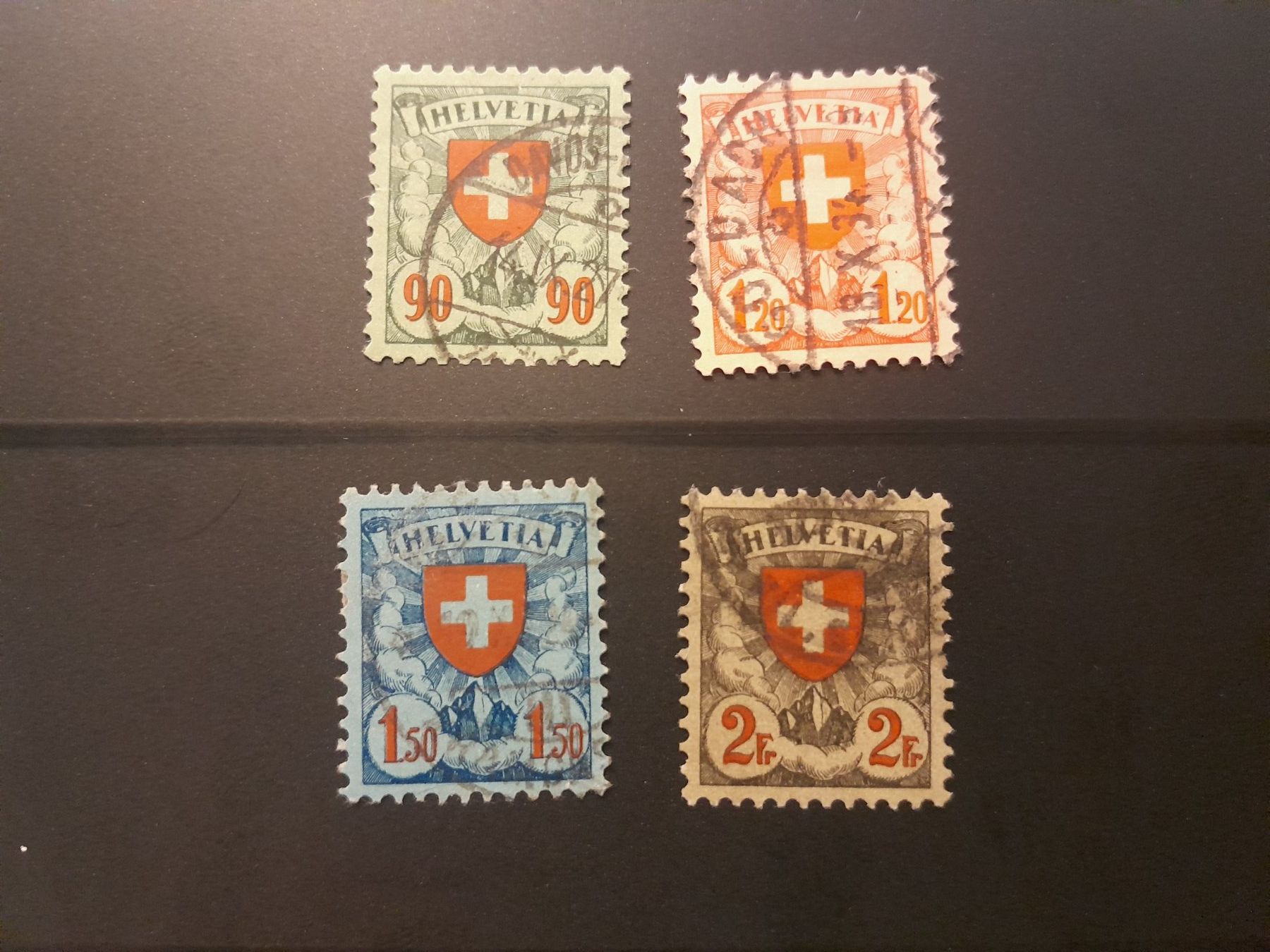 Alle Briefmarken: Schweiz Michel 194-197 Wappen – Gebraucht aus Marly von globetrotter1723