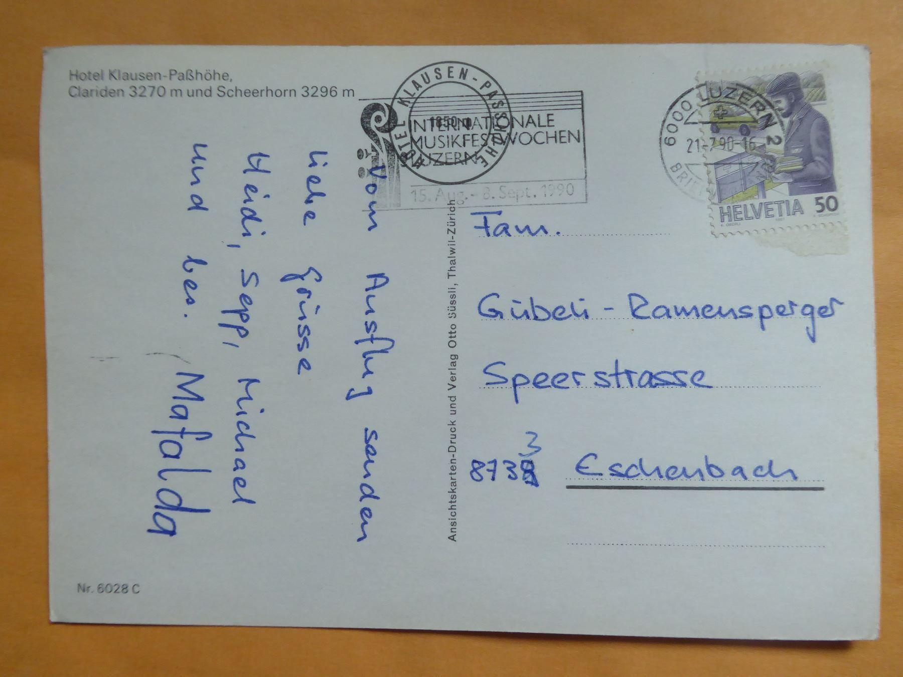 Cartes postales: 1990  Hotel  Klausen - Passhöhe – D'occasion à Zürich par Chaeffeler 1