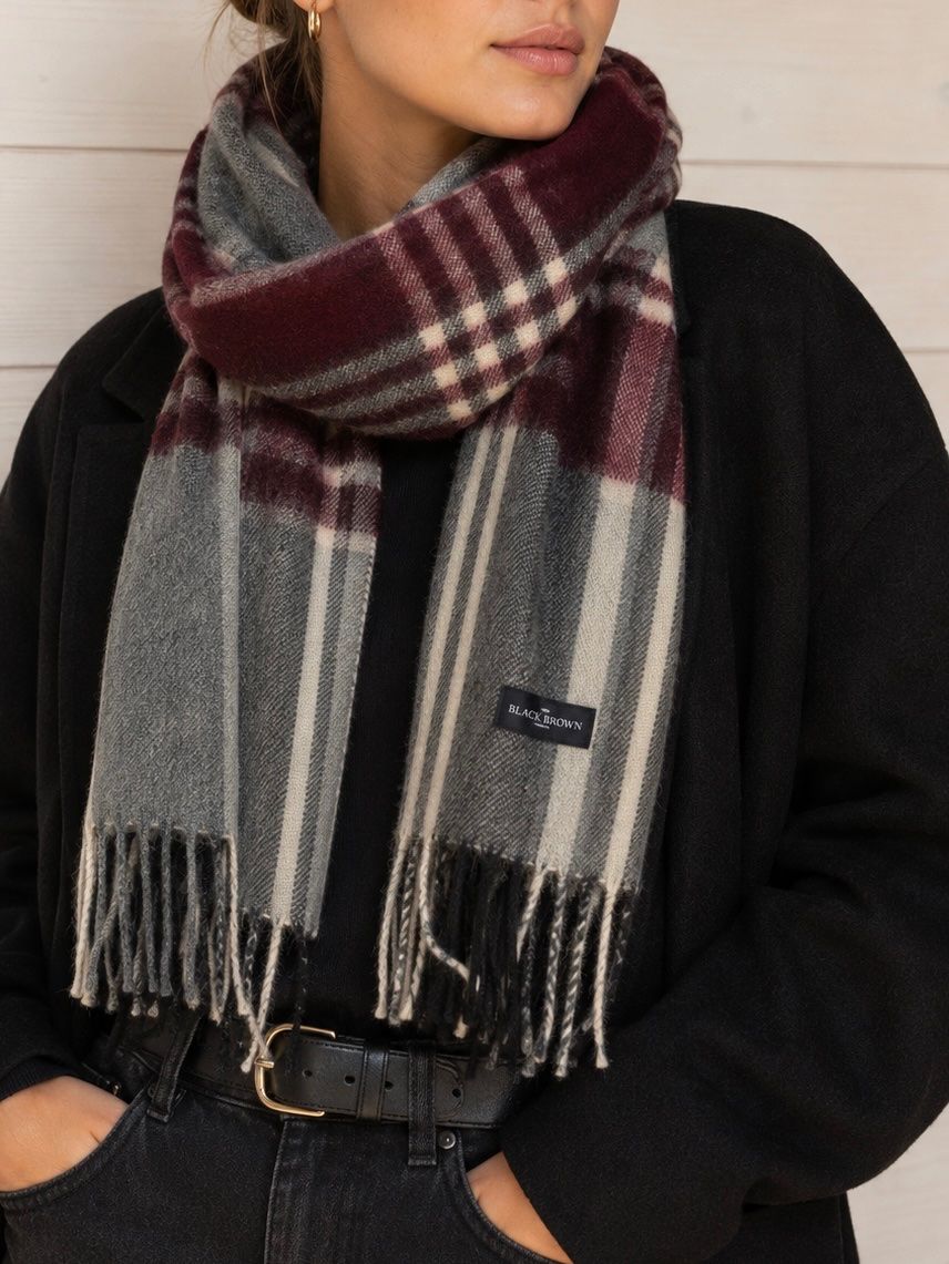 Foulards, Tücher & Schals: Black Brown 100% Cashmere Schal – Gebraucht aus Illnau von Monkky