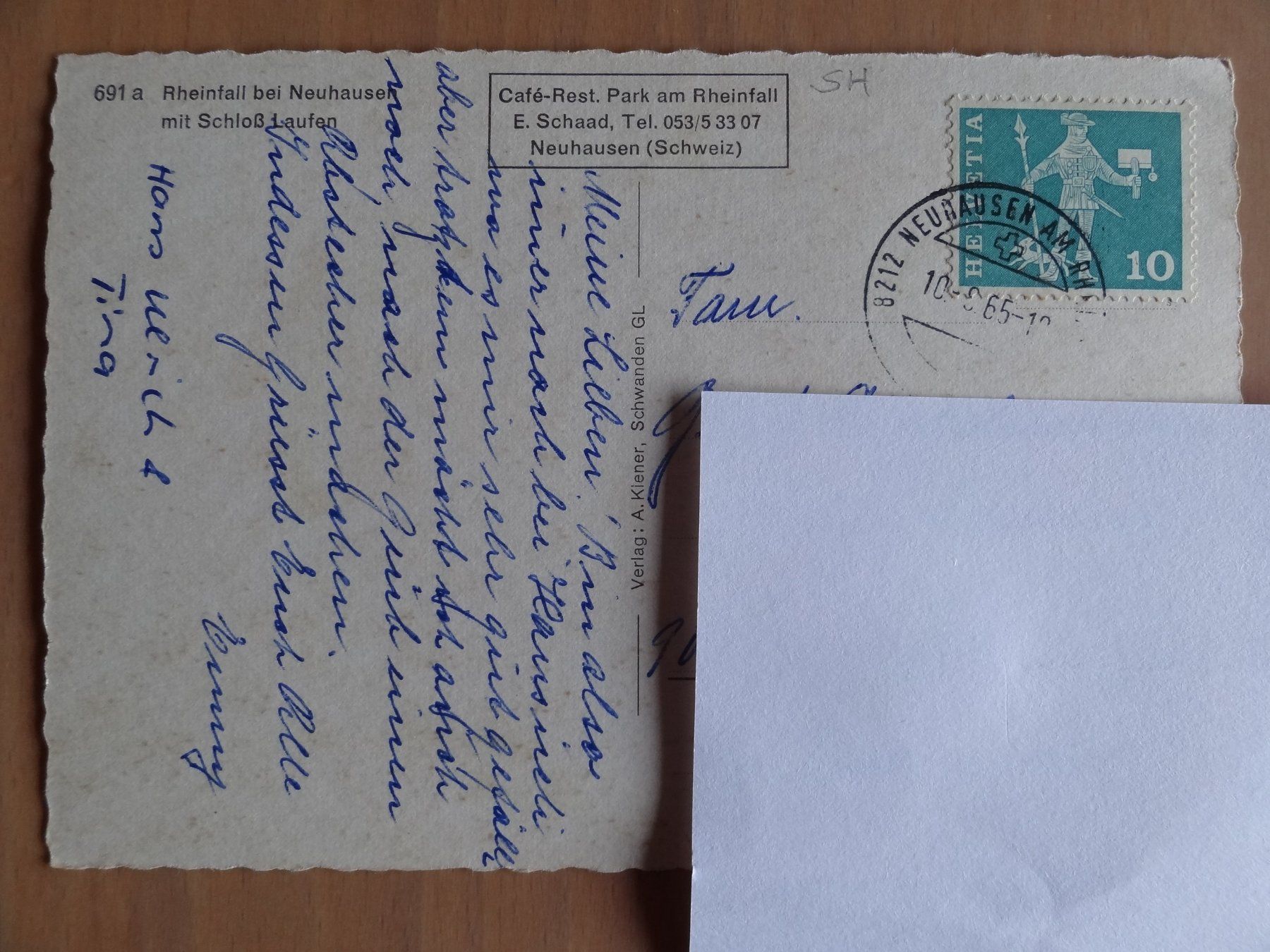 Cartoline postali: Rheinfall - bei Neuhausen - 1965 – Usato da St Léonard venduto da Riglin 1